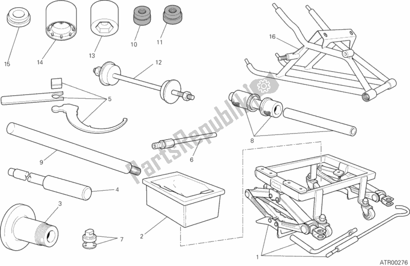 Alle onderdelen voor de Werkplaats Service Tools, Frame van de Ducati Superbike 1199 Panigale S ABS USA 2012